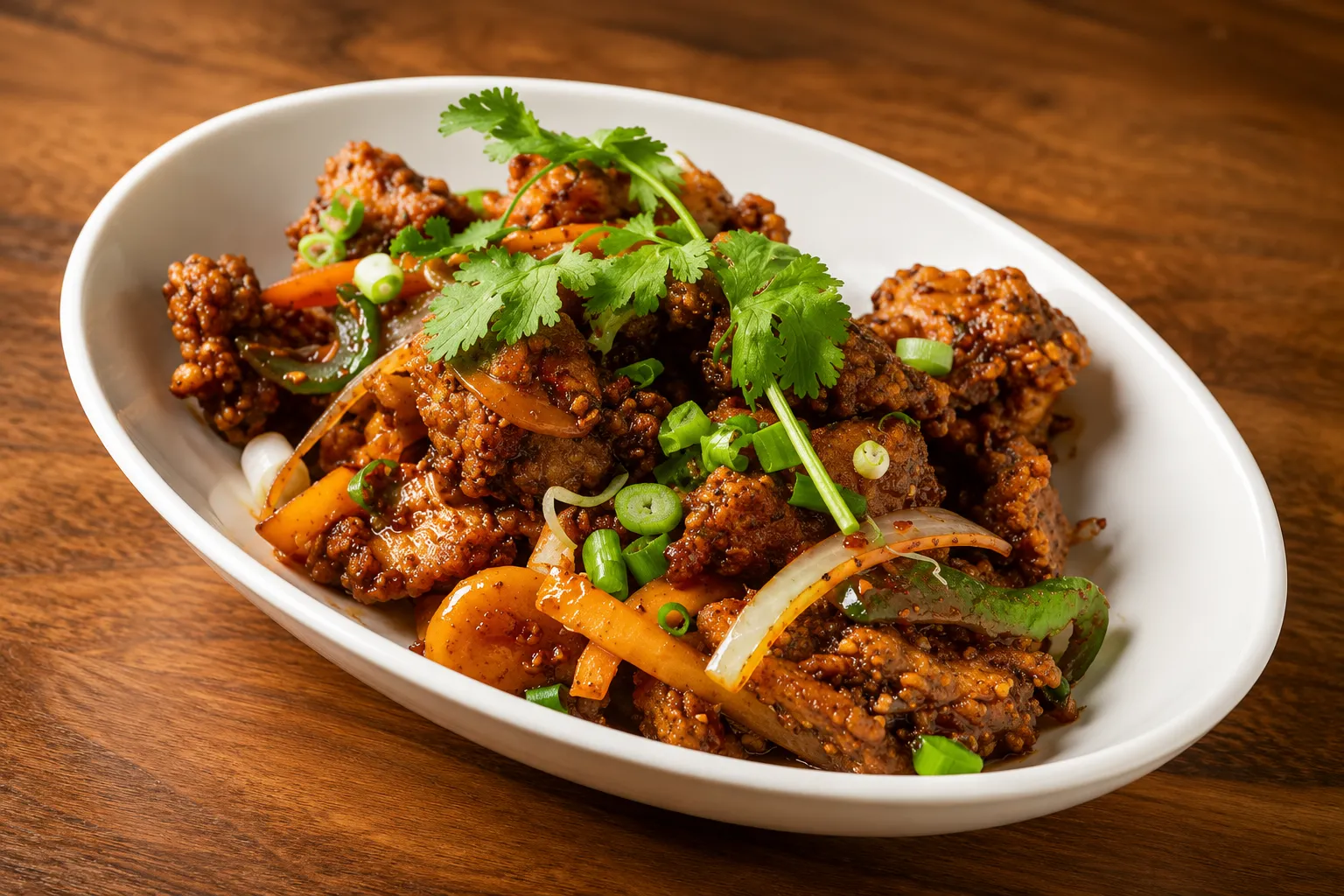 Dry chilli chicken tossed in chilli-garlic sauce at Southside Hakka & Momo House in London, Ontario